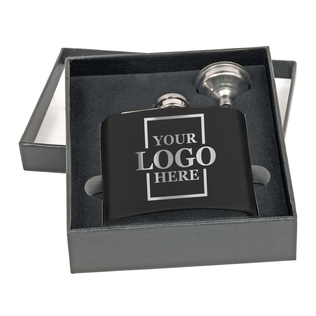 Bulk Corporate Branded 6oz Flask, Logo Engraved